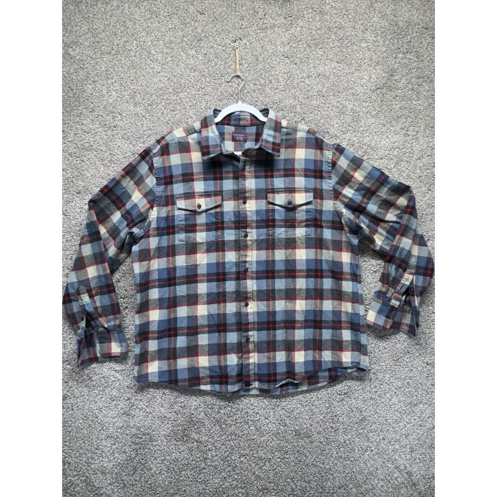 Untuckit Flannel Shirt Mens XXL 2XL Regular Button Up‎ Cotton Navy Plaid
